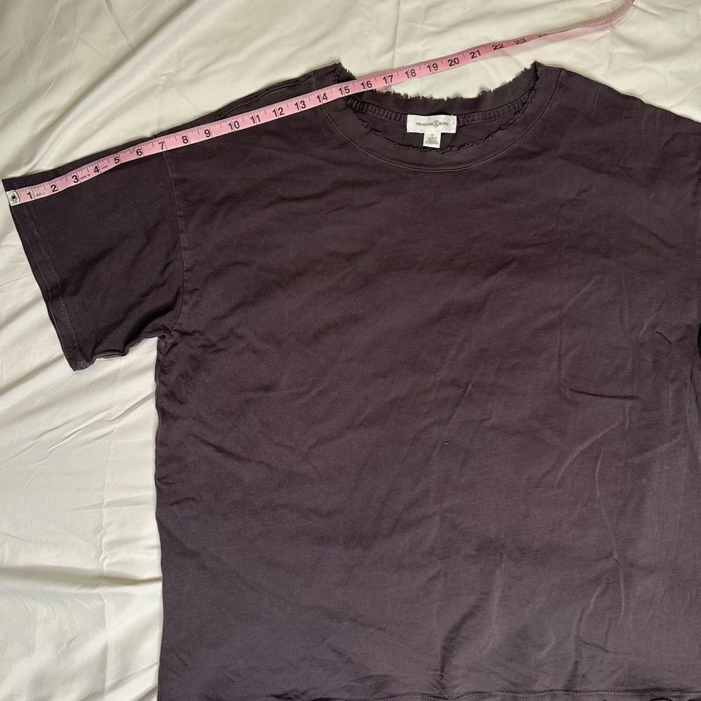 Treasure & Bond Distressed Raw Hem Tee Grey Relaxed Fit Minimalist T-Shirt Large - Picture 10 of 11